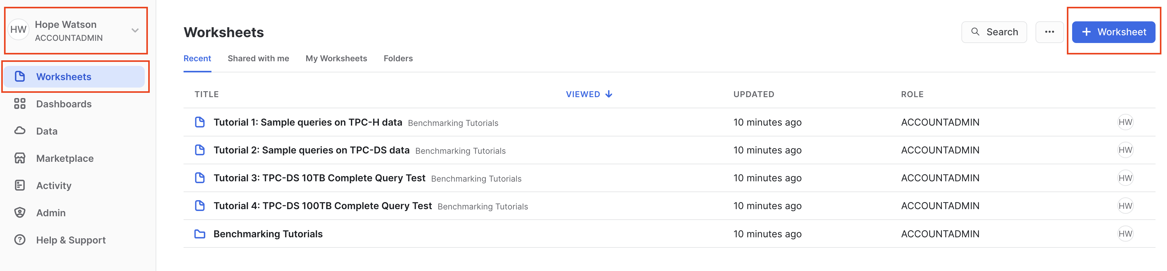 Snowflake trial demo worksheets Snowflake trial demo worksheets